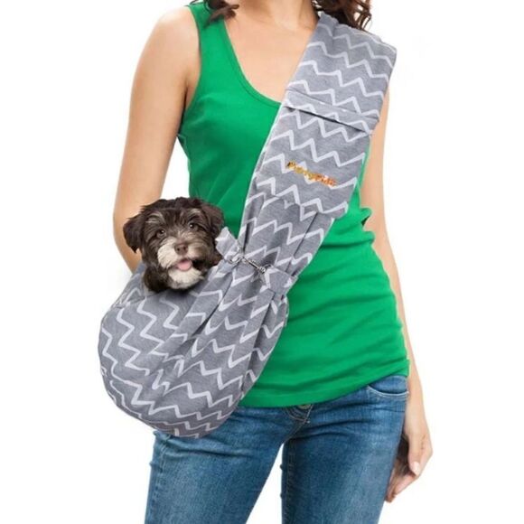 Furry Fido Other - NWOT Furry Fido Chevron Grey Adjustable Pocket Pet Sling Papoose Carrier